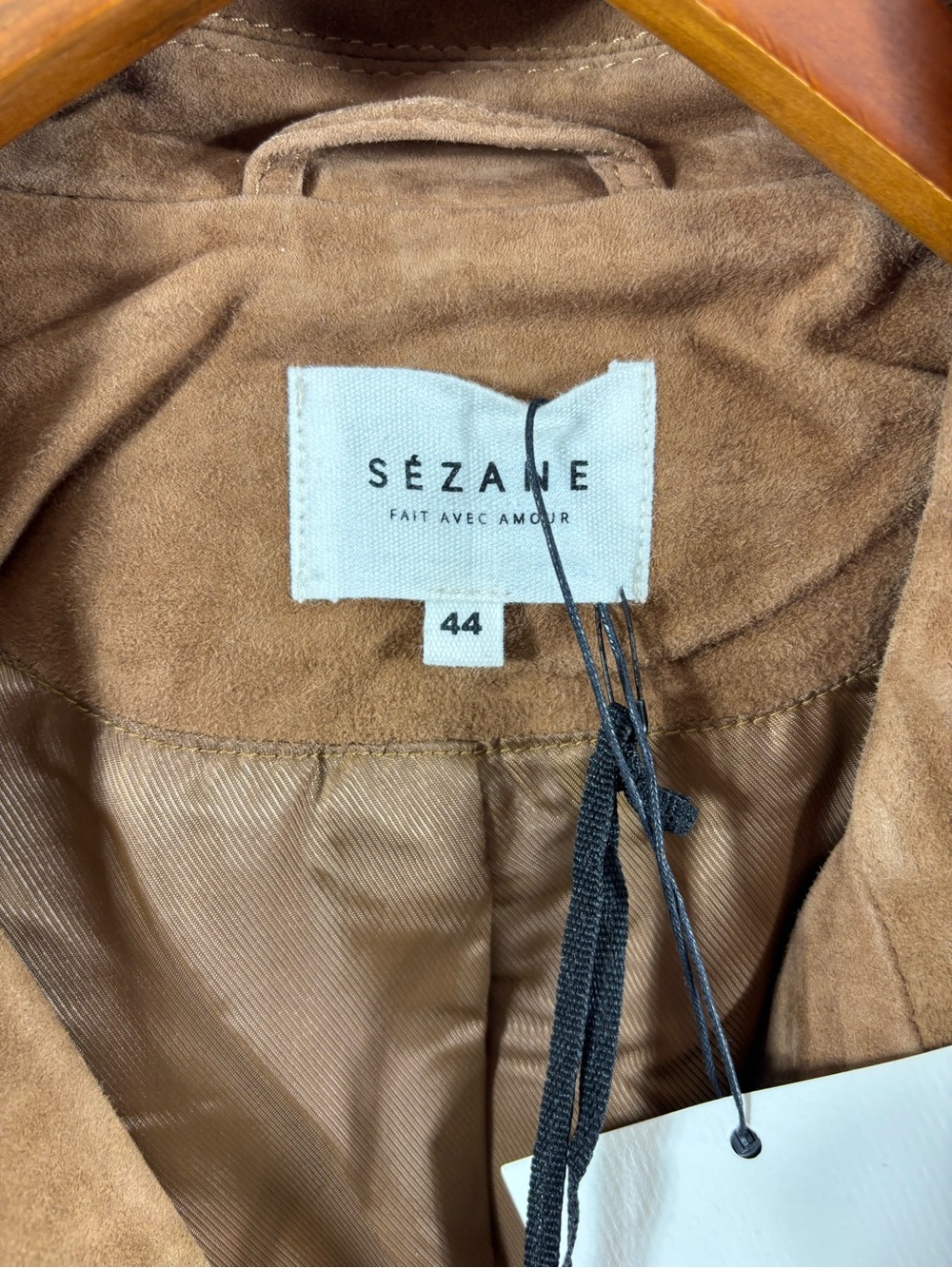 Sézane Zig Camel Suede Leather Biker Jacket Size 44 NWT - Picture 3 of 8